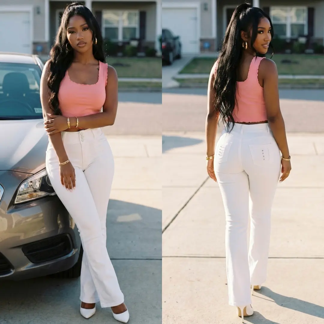 Push Up White Stretch High Waist Bootcut jeans