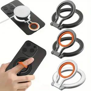Magnetic Phone Ring Grip Holder with 360° Rotation, Folding Finger Ring with Loop, Compatible with iPhone and Samsung, Magnetic Phone Stand, Multipurpose Phone Holder