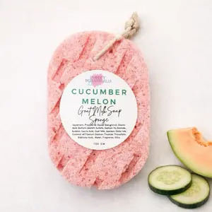 Goat Milk Soap Infused Bath Sponge - Gentle Cleansing for Soft Skin, Great for Travel