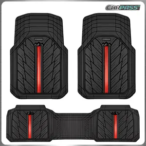 CAR PASS Durable Rubber Car Floor Mats, Deep Waterproof Car Mats All Weather, Universal Trim-to Fit Automotive Floor Mats for Car SUV Truck Van, Durable Floor Liners Solid
