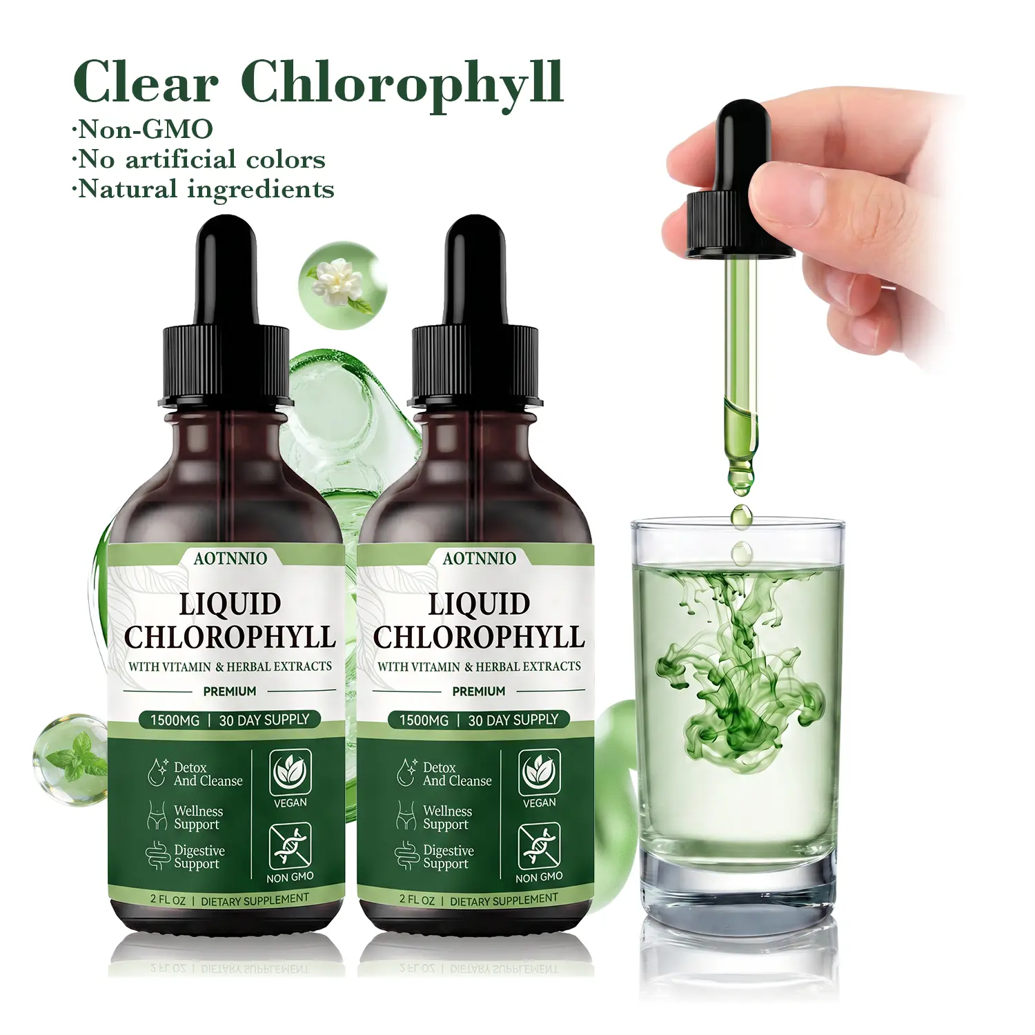 1500 mg Liquid Chlorophyll SupplementSupports Gut Health, Daily Cleansing & Liver Wellness | Vegan Formula | Natural Mint Flavor