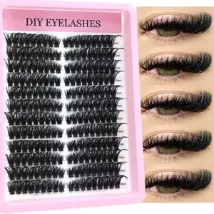 Fluffy D-roller fan-shaped cat-eye lashes, large-capacity lash clusters, thick and natural, long-lasting and durable, super lightweight and soft, reusable, suitable for beginners, daily life, parties, travel, music festivals, etc. Lash clusters Cosmetic