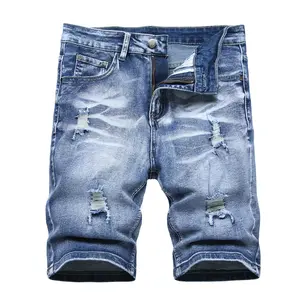 JUNBAOSS Men's Slim Fit Stretch Denim Shorts Ripped Skinny Light Wash Jean Shorts for Men,Casual Fashion Straight Comfort Flex Waist Short Bermuda Blue Khaki Jean FallFreshness,summerwins