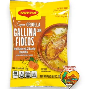 Maggi Sopa Criolla Gallina con Fideos Hen Flavored & Noodle Soup Mix Authentic Central American Cuisine 2.12 oz