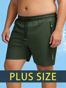 Men's Fashion Solid Color Summer Large Size Casual Gym Shorts, Elastic Drawstring Design, Comfortable Skin-Friendly, Outdoor Sport Preferred