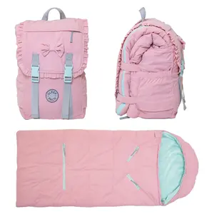 Sleep-N-Pack™ – Little Kid Sleeping Bag | Bows & Ruffles Cotton Candy Pink Corduroy