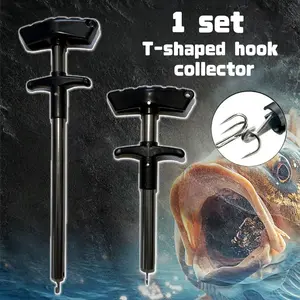 2 Pcs Aluminum Alloy T-Shape Fish Grip Hook Remover - Portable, Quick-Release, Deep Throat Hook Extractor for Fishing, No Battery Needed, Ideal for Lure and Bait Removal, Fishing Gear | T-Shaped Grip | Durable Fishing Tool, Fish Grip Hook Remover