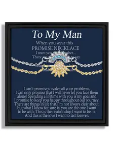 2-piece sun and moon bracelets set for Valentine's Day birthday Christmas gift suitable for men romantic love style with blessing card and box