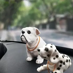 SleekHush Cute Bobblehead Dog Car Ornament – Shaking Head Dashboard Decor, Adorable Spotted Puppy Figurine for Car, Desk & Home, Stress Relief Gift for Pet Lovers