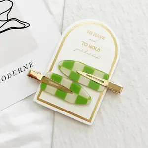 Crease Free Checkered Hair Clips Fashion Accessories Trendy Casual