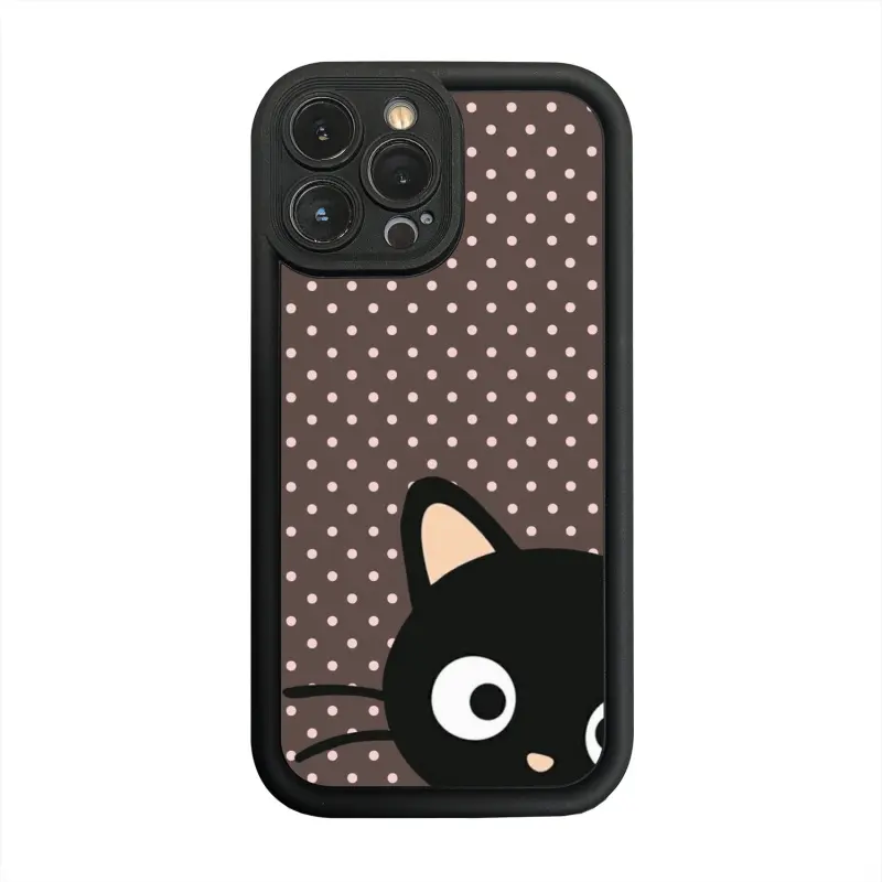 Kawaii Cartoon Chococat Design Shockproof Protective Plastic Case for iPhone 11-17 Series, Dual Layer Soft Touch Silicone TPU, Rubberized Grip, Drop Protection, Responsive Buttons, Camera Guard, Cellphone Accessories for Cat Enthusiasts, Cellphone Pattern