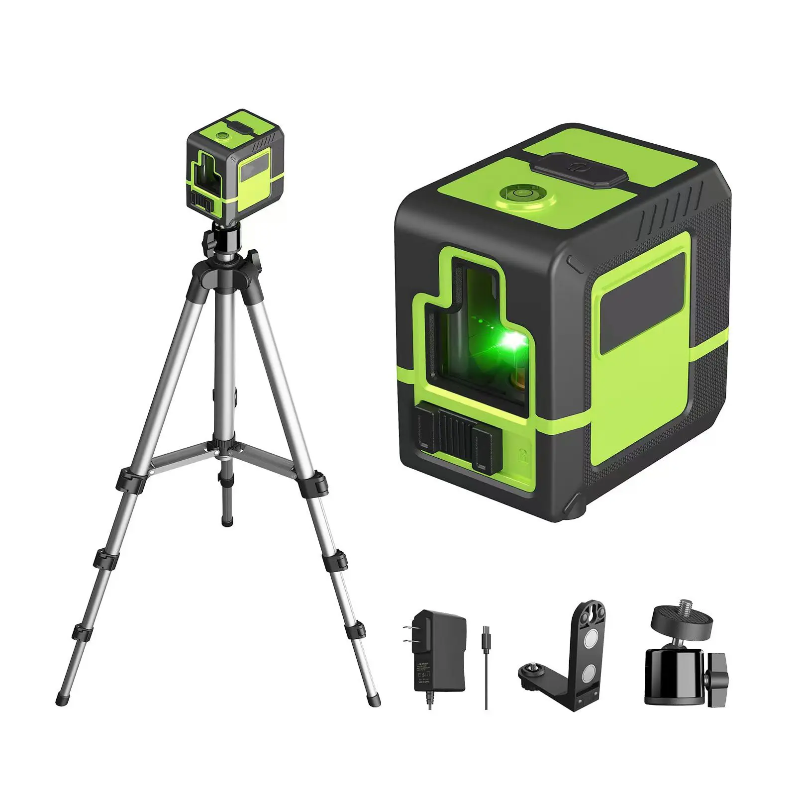 Professional Green Cross Line Laser Level with Tripod - 100Ft Self-Leveling Pipe Locator for Tile Installation, Picture Hanging, Utility Marking, Plumbing Layout - Includes Battery