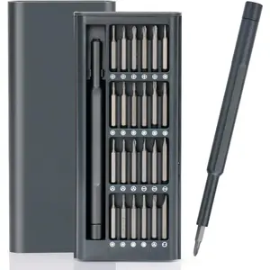 25-in-1 Precision Screwdriver Set with Magnetic Bits - Aluminum Handle Phone Repair Tool Kit (Gray)