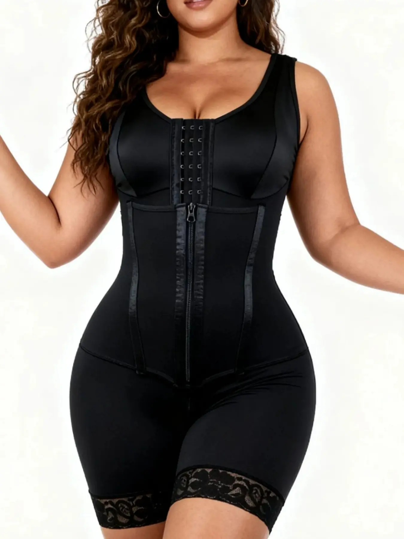 SY Fajas 1 Count Women's Solid Color Elegant Colombian Shapewear Romper, Adjustable Hook & Eye Tummy Control Body Shaper, Butt Lifting And Tummy Control Shapewear Bodysuit for All Seasons, Shaper Girdles Waist, Suitable For Training Or Sports