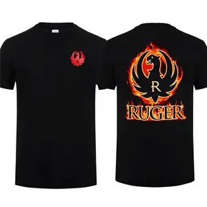 Ruger On Flame Firearms 2-Sided Men T-Shirt Short Sleeve Crewneck For Him For Her