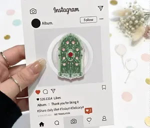 Green Floral Window Phone Grip, Vintage Rose Aesthetic Pop Socket, MagSafe Compatible Grip Stand, Cute Botanical Holder for iPhone Android Kindle Cozy Gift