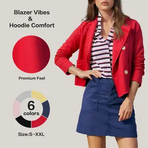 FISOEW Women's Sweatshirt Blazer Preppy Style Cropped Jacket Casual Elegant and Stylish Outerwear for Daily Wear Brunch & Campus #Springtok #ValentinesDay