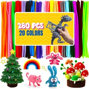 Pipe Cleaners Craft 280 count, Chenille Stems 12 Inch, 20 Multi-Colored Craft Supplies for Classroom, DIY Art Fuzzy Sticks & Decoration Art Supplies