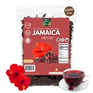 Green Royalty Jamaica Hibiscus Flower Loose Leaf Herbal Tea Blend - 4oz Packaged Non-Caffeinated Unsweetened Fruit & Herbal Tea, Natural Drink, 24-Month Shelf Life, Herbal Drink