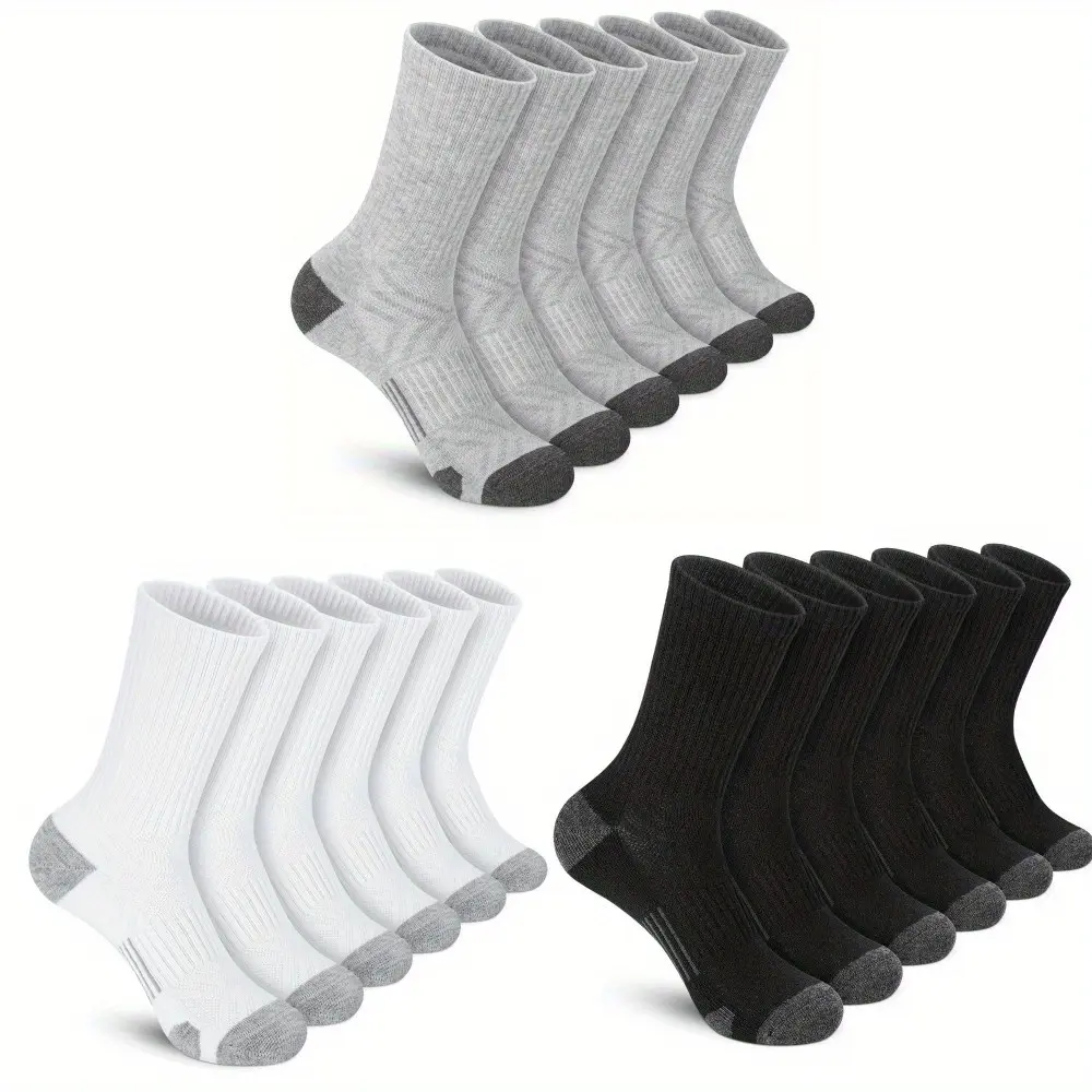 6 Pairs Sports Athletic Socks, Long Crew Outdoor Workout Sports Socks for Men Women Fabric Menswear compression woman mid-calf anti slip men grip soccer sock run nig Breathable Cushioned Soccer Socks gym sets