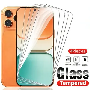 4pcs Ultra HD Screen Protectors for iPhone 17 Air/16e/17/16/15/14/13/12/11/Pro Max/Pro/Plus/Mini/XR/X/XS/XS MAX,Full Coverage 9H Hardness,Scratch-resistant,Drop-resistant And Dust-proof,Bubble-Free,Easy to Install