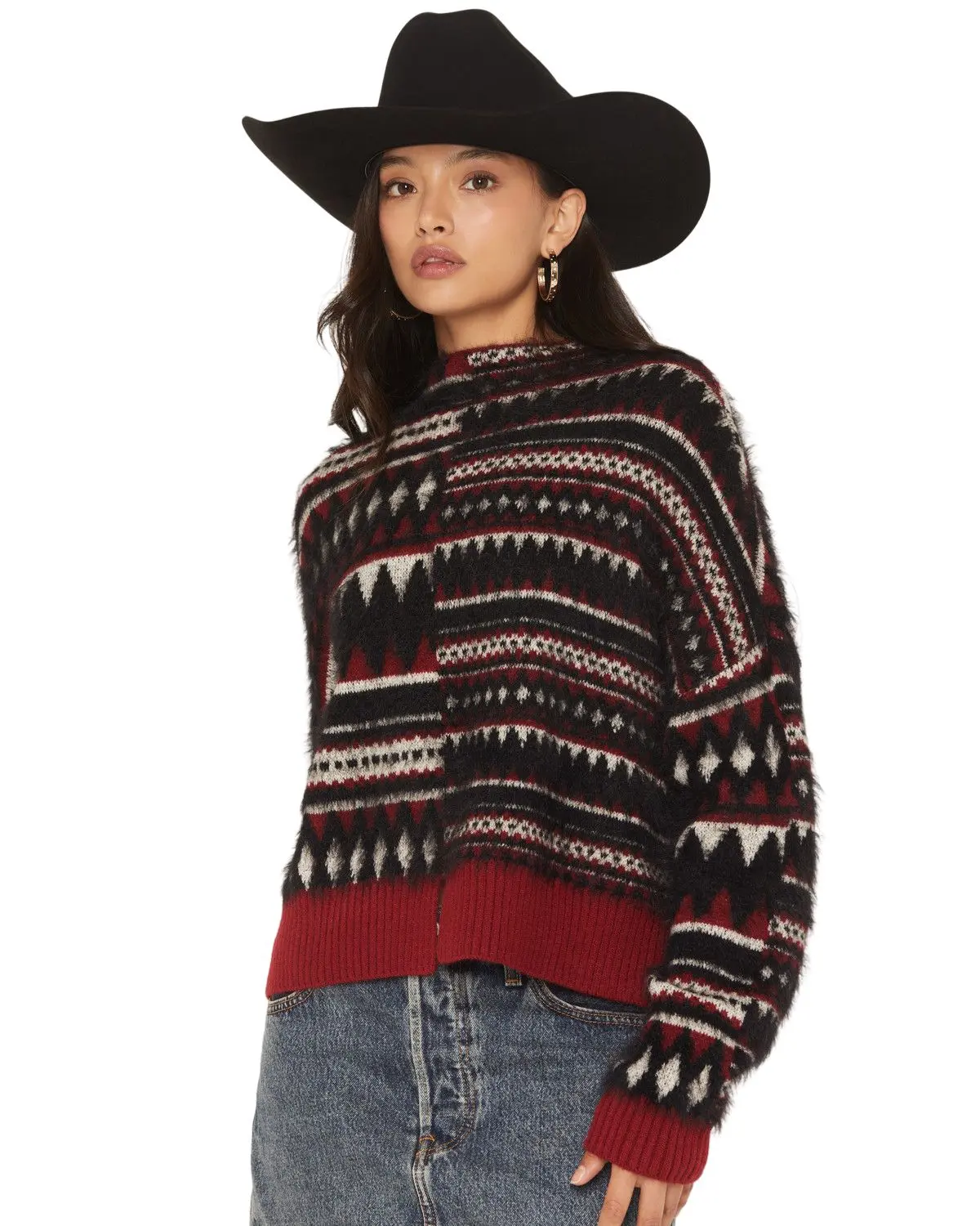 Rock & Roll Denim Women's And Women'S Southwestern Print Sweater - Bw32t06964