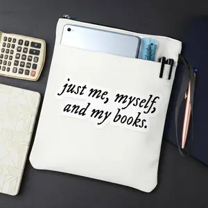 1PC Inspirational Quote Aesthetic Print Book Cover with Zipper Closure - Book Protector & Storage Bag, Front Pocket for Students, Teachers, Office Supplies.