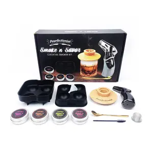 Pourfectionist Smoke n Savor Cocktail Smoker Kit with 4-Ball Ice Mold & Accessories for Premium Drink Enhancements Perfect Gift for Whiskey Aficionados