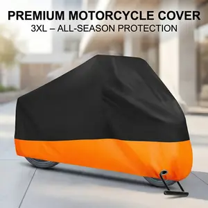 Waterproof Motorcycle Cover XXL, All Season Outdoor Motorbike Protector w/ Anti-Theft Lock Hole, UV & Dust Proof