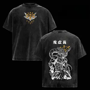 Mahoraga JJK Anime Graphic Tee, Vintage Washed Oversized Dark Anime Streetwear T-Shirt, Soft Cotton Unisex Apparel, Gift for Jujutsu Kaisen Fans quarter zip men lemon demon soulja boy outfit truck fit clothes gorlock destroyer