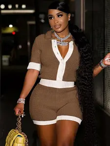 Two piece Button up Shirt and Shorts Set