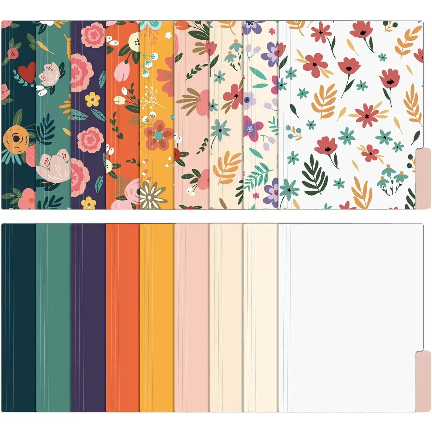 18 Pack Decorative File Folders Floral Folders Cute File Folder, Letter Size Colored File Folders,1/3-Cut Tabs, 9.6 x 11.6 Inches, for Office, School, Home