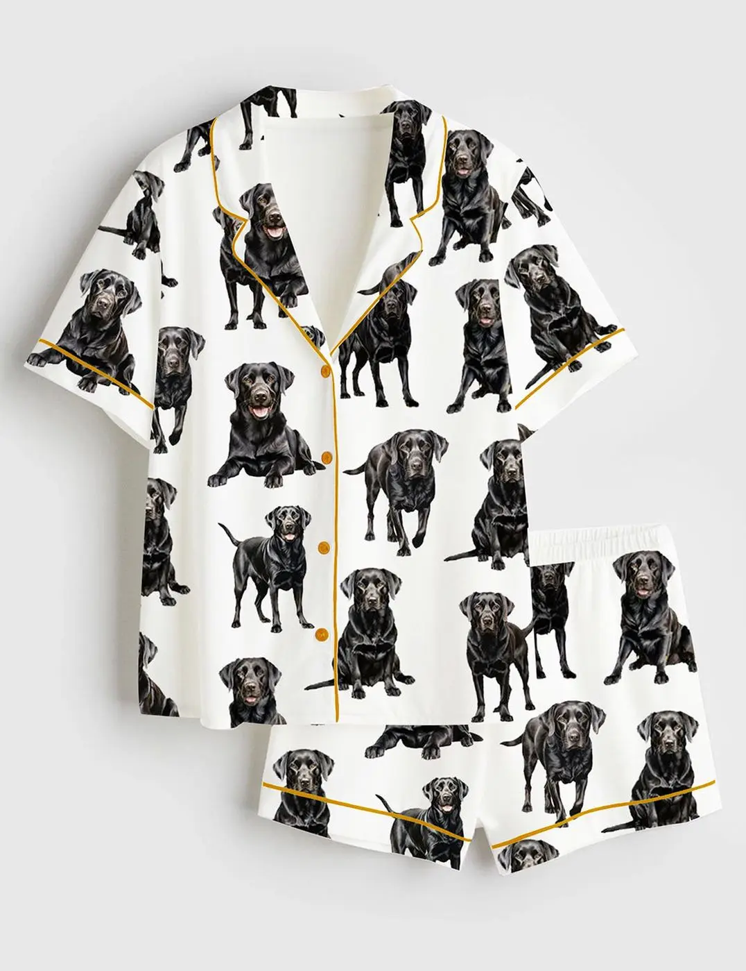 2025 Stylish Women s Black Labrador Satin Pajama Set - Comfort and Elegance for a Good Night s Sleep