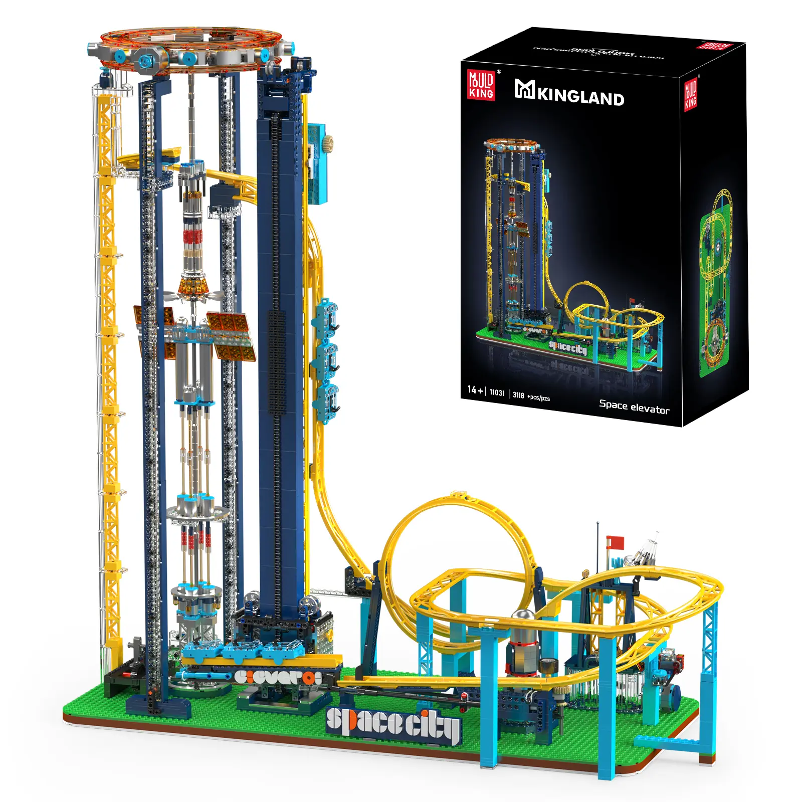 Mould King 11031 Technik Large Space Loop Roller Coaster Construction Set, MOC Theme Park Model Building Blocks Toy for Adults (3118 Pieces)