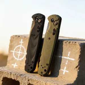 4300BK-02 CLA Folding Pocket Knife 3.4" CPM-MagnaCutStainless Steel Black DLC Battlewash Plain Blade, G10 Handleswith pocket clip Outdoor Hunting Survival knife Hiking self defense tactical knife Camping Fishing Tools EDC Knife
