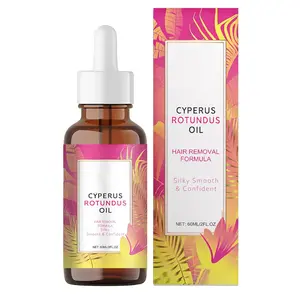 Natural Hair Removal Oil & Inhibitor Cyperus Rotundus Oil to Slow Body Hair Growth for Women & Men, Soothes Skin, 60ml, All Skin Types