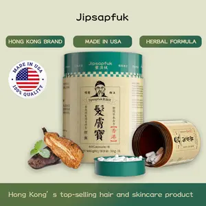 Jipsapfuk 24-in-1 Advanced Hair Growth Vitamins Biotin 10,000mcg Niacin Hong Kong Herbal Patent Blend He Shou Wu Extract Saw Palmetto 60 Day Supply