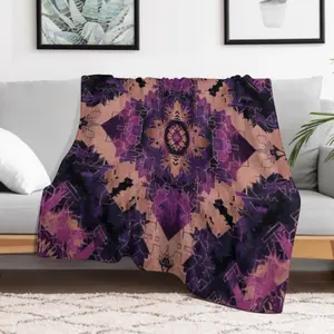 Vintage Purple Geometric Throw Blanket - 280GSM Soft Flannel, Abstract Modern Art Decor for Living Room, Couch