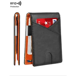 Summer Simple Plain Anti-theft Slim Bifold Microfiber Leather Wallet, Summer Casual Multifunction Blocking Card Slots Card Holder, with Money Clip for Daily Used Wallets