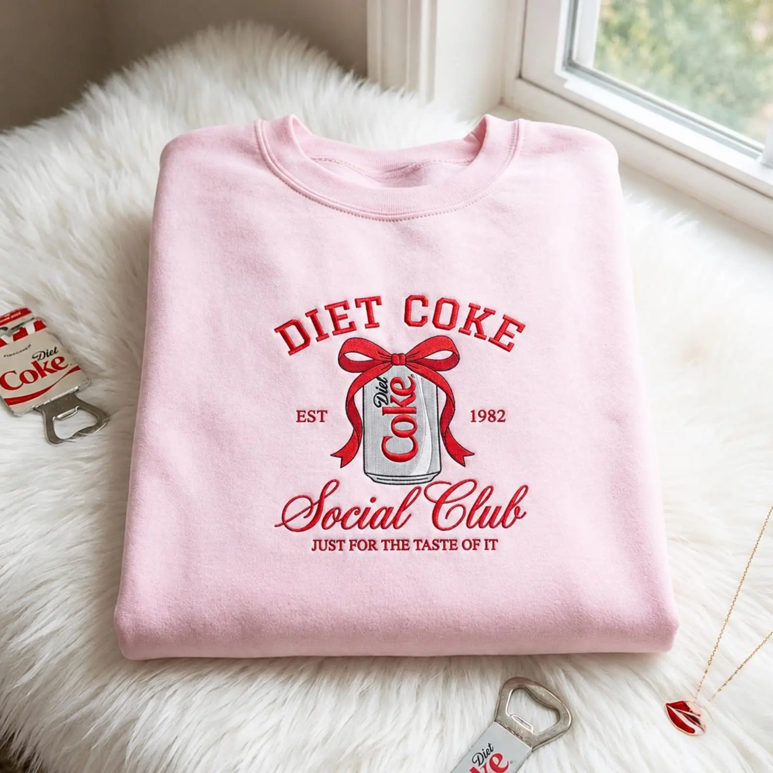 Embroidered Diet Coke Social Club Sweatshirt – Soda Lover Embroidery Tee