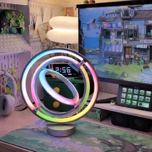 Lepro RGBIC AI Smart Table Lamp, Music Sync Smart Table Lamp Work with Alexa Google, LED Desk Lamp with 16M Colors, Color Changing Atmosphere Lamp for Bedroom Living Room Dimmable Night Light APP Control No Remote, 2.4 GHz