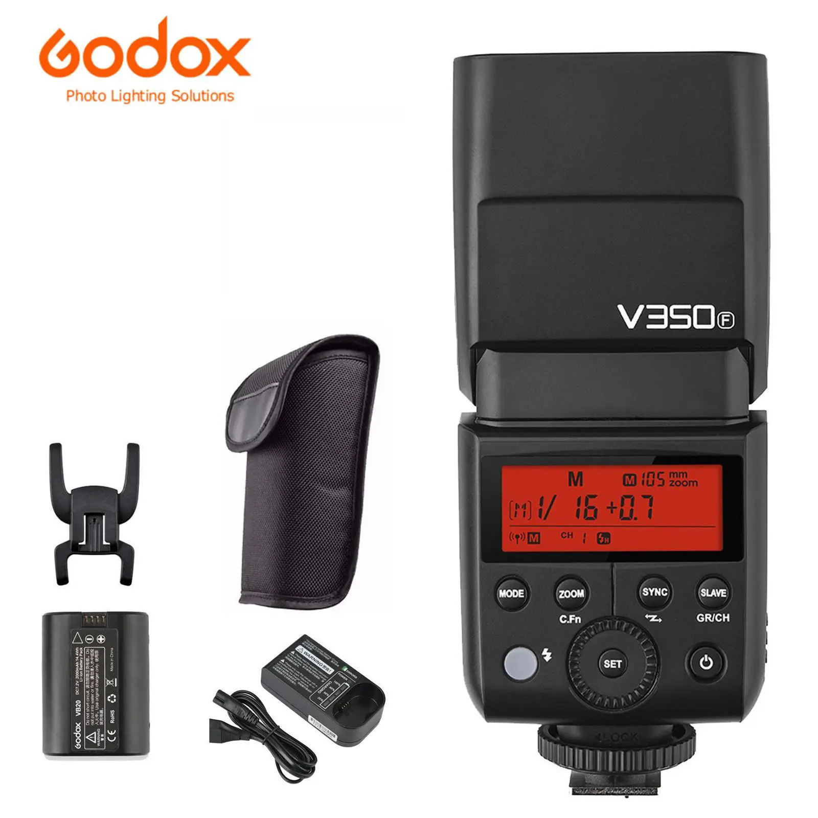 Godox V350F TTL Flash for Fuji FujiFilm 1/8000s GN36 HSS Camera Flash with 2000mAH Battery 500 Times Full Power Flash 0.1s-1.7s Recycle Time Flash for Fuji FujiFilm Camera Speedlight Speedlite