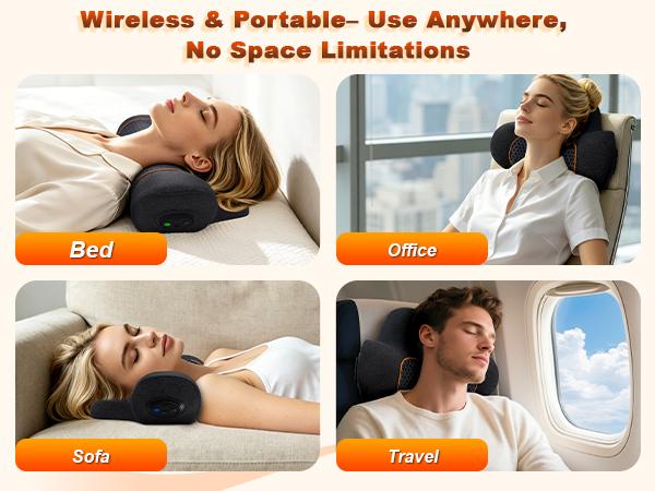 3-in-1 Multi-Function Rechargeable Remote-Controlled Heated Memory Foam Neck Traction Pillow - 2500mAh, Vibration Massage, Airbag Traction for Pain Relief, Travel Comfort, Neck Support (Personal Care Massage Device)