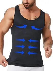 Men's Seamless Shapewear Sleeveless Tank Top, Tight-Fitting Compression Shirt, Abdominal Control Breathable Fitted Blouse, Casual Daily Wear