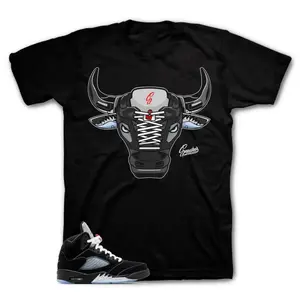 Shirt T0 Match Retro 5 Black Metallic AJ5 Reimagined - War Bullyy Sneaker Tees, Graphic Shirt, Fun and Expressive, Full Color