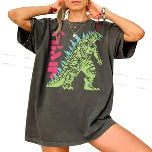 Vintage Godzilla Graphic T-Shirt, Japanese Monster Movie Poster Shirt, Retro Godzilla Art Tee Oversize Top