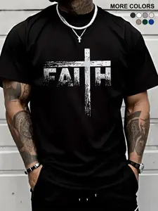 Faith Cross Graphic T-Shirt Christian Streetwear Vintage Style Unisex Cotton Tee Gift