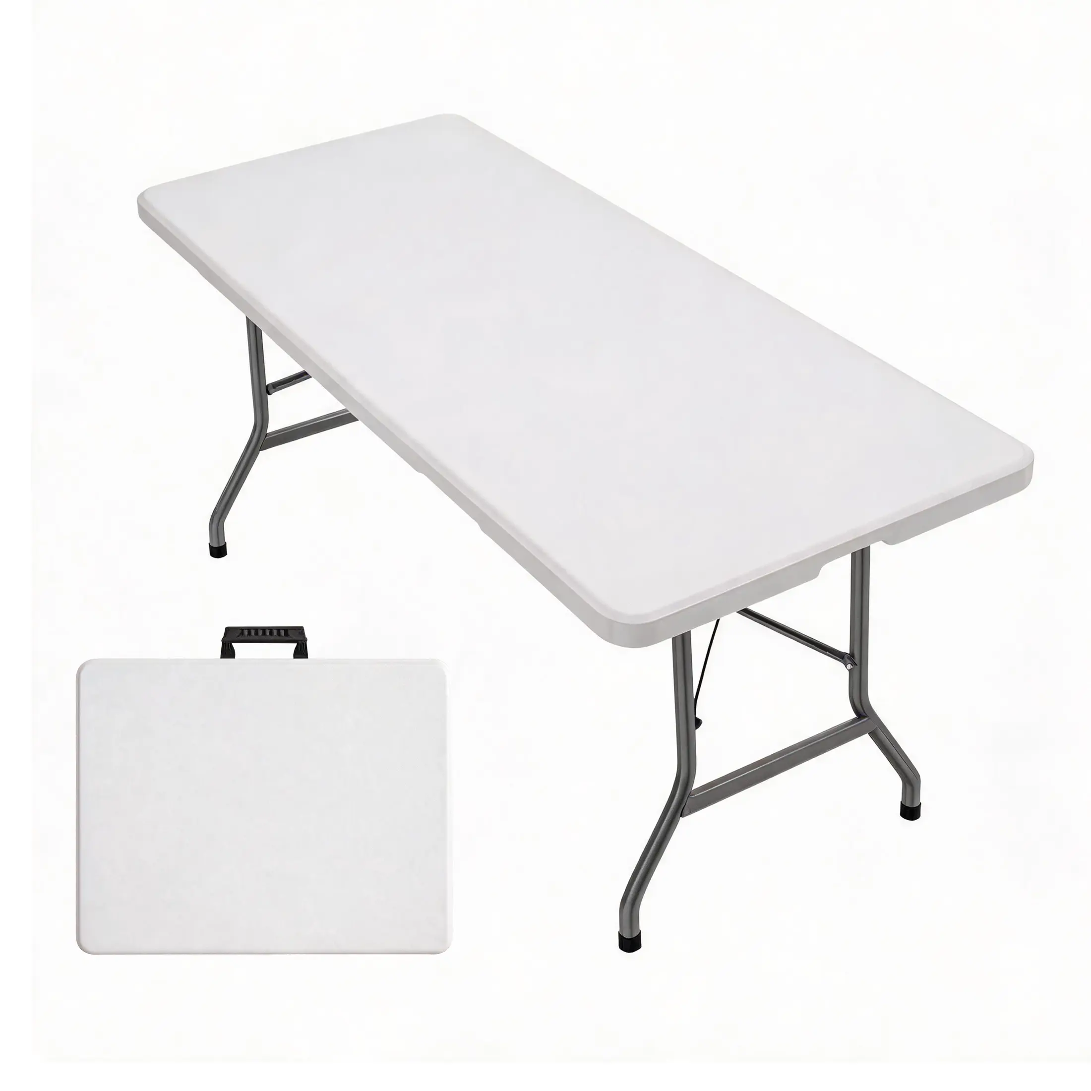 6ft Rectangular All-Weather Outdoor Picnic Table - Foldable, Easy Setup Dining Table for Backyard BBQs, Camping Trips, Multiple Guests