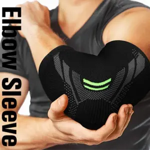 1pc PA Nylon Knitted Elbow Sleeve, Compression Support Pad for Tennis, Golf, Basketball, Volleyball, Protective Sleeve - Hand Wash Only, Pull-On Closure, Dislocation Support