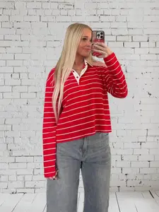 Red Striped Rugby Long Sleeve